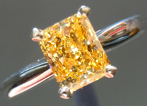 SOLD....Diamond Ring: .71ct Radiant Cut Fancy Intense Orange-Yellow I1 GIA 14K Gold R3763