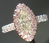 SOLD!!!! Diamond Halo Ring: .43ct Light Yellow Marquise Diamond Pink, White and Yellow Gold Halo Ring R3859
