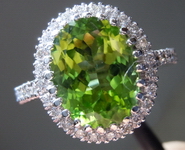 SOLD....Peridot Diamond Ring: Precision Cut 4.22ct Oval Shape Beautiful Color 14kt white gold R3904