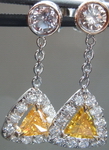 SOLD.... Diamond Earrings: Natural Orange and Pink Diamond Halo Dangle GIA R3911