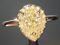 SOLD!!!Yellow Diamond Ring: .76ct Pear Shape Fancy Light Yellow VS1 Diamond Halo Ring R4076