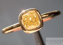 SOLD....Yellow Diamond Ring: .70ct Cushion Cut Fancy Light Yellow VS1 GIA Bezel Set Ring R4236