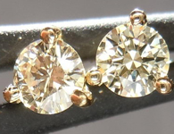 SOLD...Yellow Diamond Earrings: .29ctw W-X VS1 Three Prong Studs 18K Yellow Gold R4367