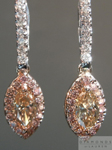 SOLD....Pink Diamond Halo Earrings: 1.02cts Fancy Yellowish Brown Marquise Diamond Studded Dangles R3929