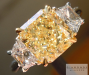 SOLD....Yellow Diamond Ring: 2.39ct Fancy Light Yellow VS2 Radiant Cut GIA Three Stone Ring R4858