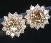 SOLD.....Brown Diamond Earrings: .38cts Fancy Yellowish Brown SI1 Round Brilliant Halo Earrings R4970