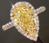 SOLD... Yellow Diamond Ring: 2.01ct Fancy Yellow SI1 Pear Shape GIA Halo Ring R5045