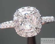 SOLD....Colorless Diamond Ring: .72ct F SI1 Cushion Cut GIA Platinum Halo Ring R5092