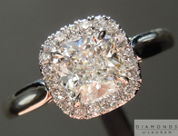 SOLD....Colorless Diamond Ring: .90ct F SI1 Cushion Cut GIA Halo Ring R5096