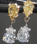 SOLD.....Diamond Earrings: 1.99cts Natural Yellow and Colorless Pear Shape Diamond Dangle Earrings R4956