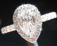 SOLD...Colorless Diamond Ring: .46ct D VS2 Pear Shape GIA Hand Forged Halo Ring R4950