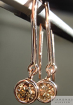 SOLD.... Brown Diamond Earrings: .38cts Fancy Yellow Brown Round Brilliant Rose Gold Dangles R5141