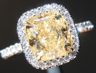 SOLD.....Yellow Diamond Ring: 2.02ct U-V VS2 Cushion Cut GIA Hand Forged Halo R5189
