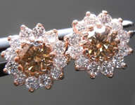 SOLD...0.39cts Yellow Brown Round Brilliant Diamond Earrings R5140