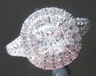 SOLD.....Colorless Diamond Ring: .72ct E VS1 Cushion Modified Brilliant GIA Split Shank Double Halo R5292