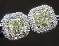 SOLD.... Yellow Diamond Earrings: 1.29cts W-X Radiant Cut Hand Forged Diamond Halo Earrings R5113
