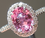 SOLD.... Sapphire Ring: 1.60ct Pink Cushion Cut Sapphire and Diamond Halo Ring R5350