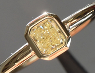 SOLD...Yellow Diamond Ring: .23ct Fancy Light Yellow SI1 Radiant Cut Bezel Set Ring R5373