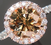 SOLD...Brown Diamond Ring: 1.74ct Fancy Yellow Brown SI2 Round Brilliant Pink Diamond Halo R5429