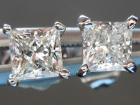 SOLD...Colorless Diamond Earrings: .62cts F-G VS1 Princess Cut Diamond Stud Earrings R4989