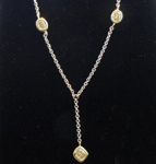 SOLD...Yellow Diamond Necklace: .48cts Fancy  Yellow Radiant Cut and Oval Shape Diamond Necklace R5484