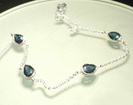 SOLD...Sapphire Bracelet: 2.15cts Blue Pear Shape Sapphire Bezel Set Bracelet Special Price R5423