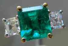  SOLD....Emerald Ring- 1.63ct Emerald and  Asscher Cut Diamond ring R1207