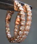SOLD.... Pink Gold Diamond Earrings: .92cts E-F VS Round Brilliant Diamond Hoop Earrings Rose Gold R6179