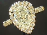 SOLD.....Yellow Diamond Ring: 1.49ct Y-Z SI2 Pear Shape Diamond Halo Ring GIA R5778