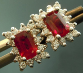 SOLD...Ruby Earrings: 1.33cts Emerald Cut Ruby and Diamond Halo Earrings R5572