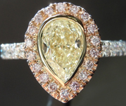 SOLD...Yellow Diamond Ring: .96ct S-T SI1 Pear Shape Diamond Halo Ring GIA R5798