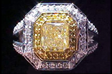 SOLD....Micro Set Halo Ring- GIA 1.02ct Microset Radiant Cut Yellow Diamond Ring R933