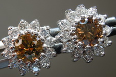 1.07cts Orange Brown Round Brilliant Diamond Earrings R5896