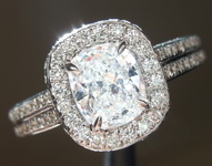 SOLD...Colorless Diamond Ring: .71ct D SI2 Cushion Cut Diamond Halo Ring GIA R5832