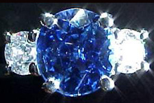 SOLD.....Colored stone Ring- 2.30ct Cushion Sapphire & Diamond Ring R1202