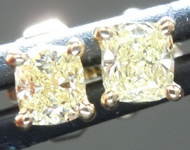 0.39cts Light Yellow Cushion Cut Diamond Earrings R6255