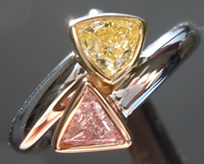 SOLD...Diamond Ring: .62ctw Fancy Pinkish Purple and Fancy Yellow Trilliant Diamond Ring GIA R6263