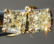SOLD...Yellow Diamond Earrings: .88ctw Fancy Light Yellow VS2 Radiant Cut Diamond Stud Earrings R6529