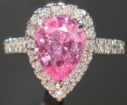 SOLD...Sapphire and Diamond Halo RIng:1.74ct Pink Pear Shape Sapphire BUBBLE GUM R6468