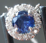 SOLD...Sapphire Pendant: .87ct Round Blue Sapphire and Diamond Halo Pendant R6568