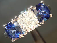 SOLD........Diamond Ring: .97ct E SI2 Cushion Cut Diamond and Sapphire Ring GIA R6700