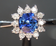 SOLD....Sapphire Ring: .83ct Blue Cushion Cut Sapphire and Diamond Halo Ring R6671