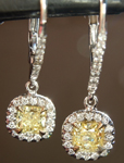 SOLD...Yellow Diamond Earrings: .94cts Fancy Yellow Radiant Cut Diamond Halo Earrings GIA R6603