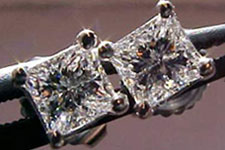 SOLD....Earrings- 3/8 carat total weight Princess Diamonds