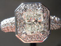 SOLD....Ring- GIA 1.01carat K/SI2 Cushion Cut Diamond Microset Ring R1470