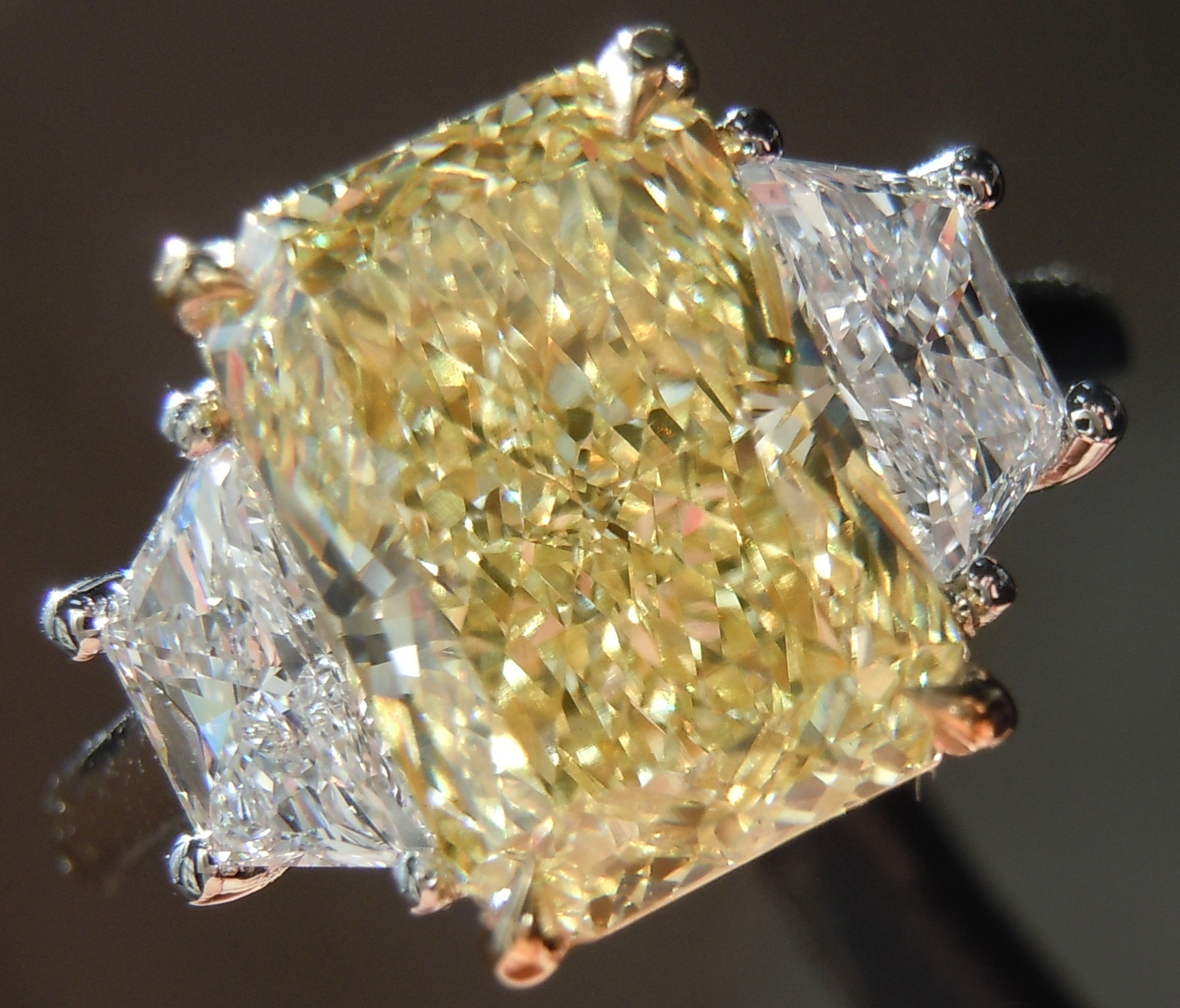 3.12ct Yellow VS1 Radiant Cut Lab Grown Diamond Ring R11197