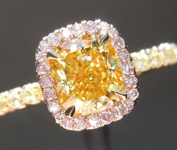 1.01ct Fancy Vivid Yellow VS2 Cushion Cut Diamond Ring GIA R1709