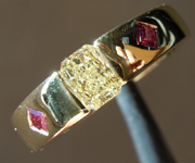 SOLD.........Yellow Diamond Ring: .43ct Fancy Yellow SI2 Radiant Cut Diamond and Ruby Ring GIA R5467